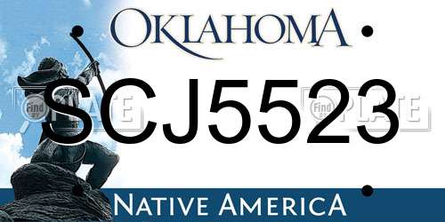SCJ5523 Oklahoma License Plate