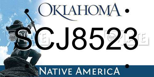 SCJ8523 Oklahoma License Plate