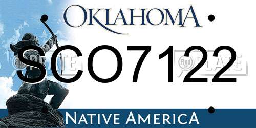 SCO7122 Oklahoma License Plate