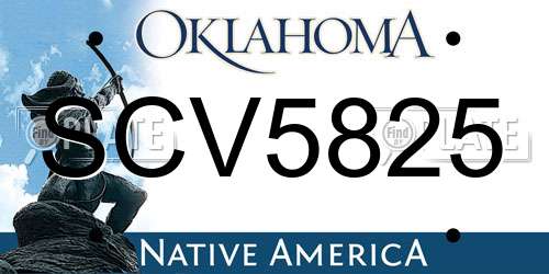 SCV5825 Oklahoma License Plate