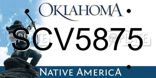 SCV5875 Oklahoma License Plate