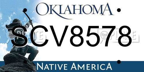SCV8578 Oklahoma License Plate