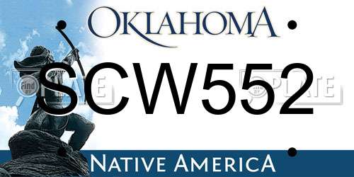 SCW552 Oklahoma License Plate