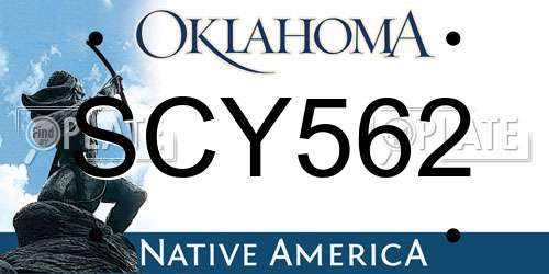 SCY562 Oklahoma License Plate