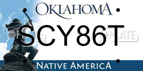 SCY86T Oklahoma License Plate