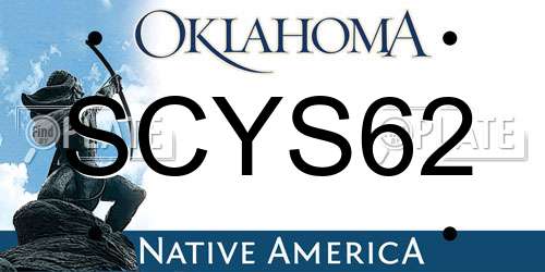 SCYS62 Oklahoma License Plate