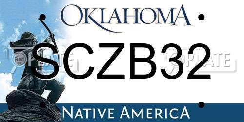 SCZB32 Oklahoma License Plate