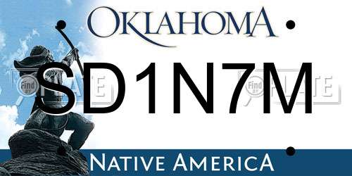 SD1N7M Oklahoma License Plate