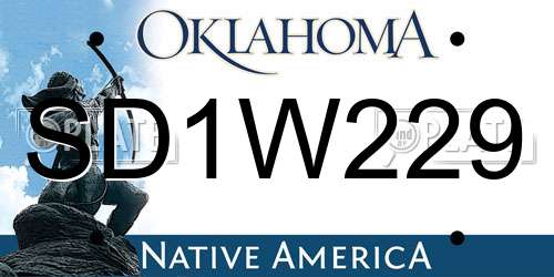 SD1W229 Oklahoma License Plate