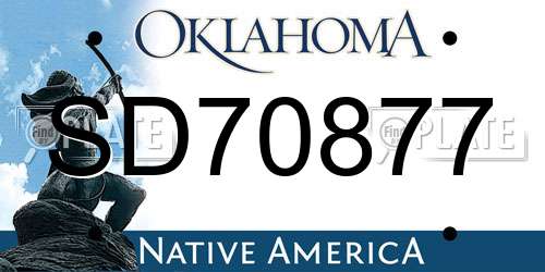 SD70877 Oklahoma License Plate