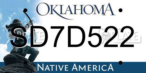 SD7D522 Oklahoma License Plate