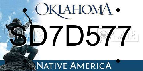 SD7D577 Oklahoma License Plate