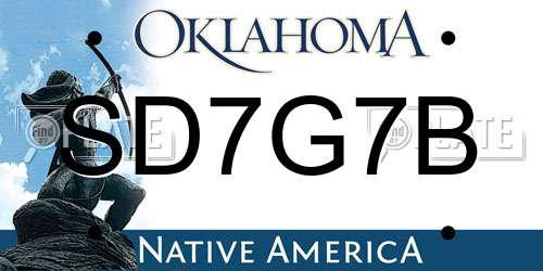 SD7G7B Oklahoma License Plate