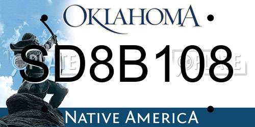SD8B108 Oklahoma License Plate