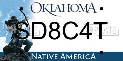 SD8C4T Oklahoma License Plate