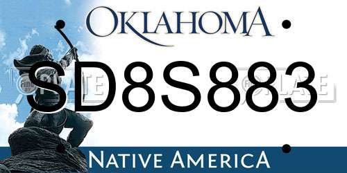 SD8S883 Oklahoma License Plate