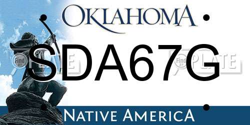 SDA67G Oklahoma License Plate