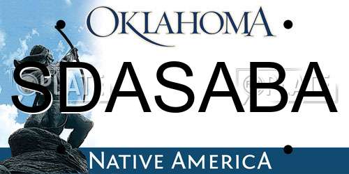 SDASABA Oklahoma License Plate