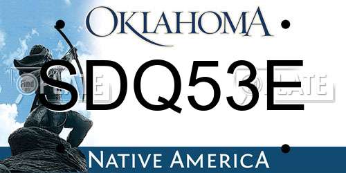 SDQ53E Oklahoma License Plate
