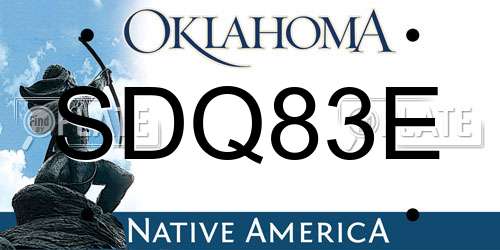 SDQ83E Oklahoma License Plate
