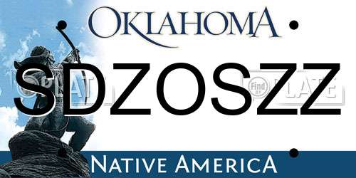 SDZOSZZ Oklahoma License Plate