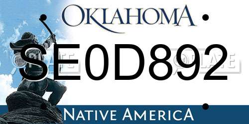 SE0D892 Oklahoma License Plate