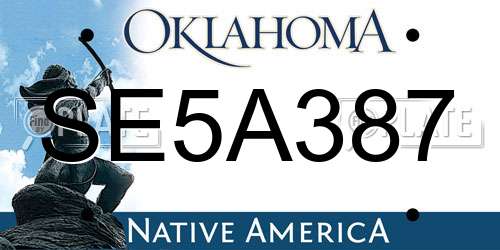 SE5A387 Oklahoma License Plate