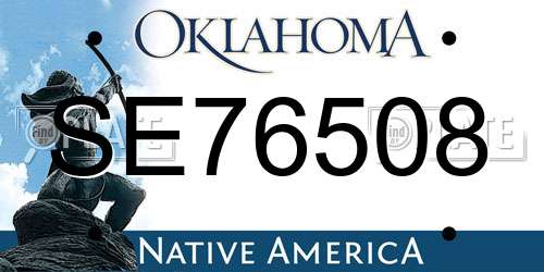 SE76508 Oklahoma License Plate