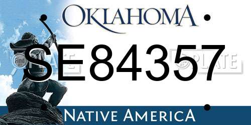 SE84357 Oklahoma License Plate