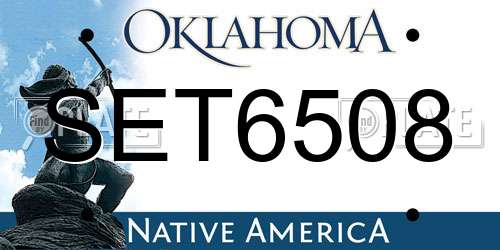 SET6508 Oklahoma License Plate