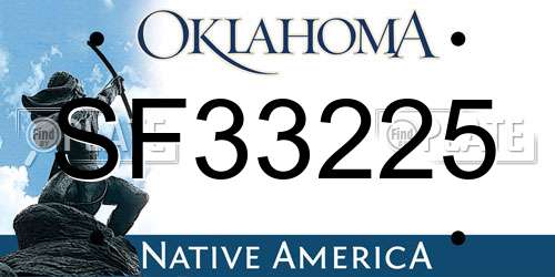 SF33225 Oklahoma License Plate