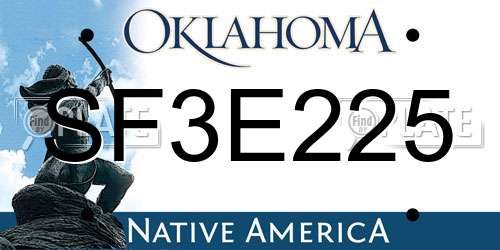 SF3E225 Oklahoma License Plate