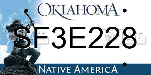 SF3E228 Oklahoma License Plate