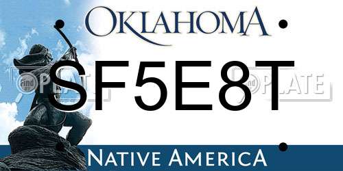 SF5E8T Oklahoma License Plate