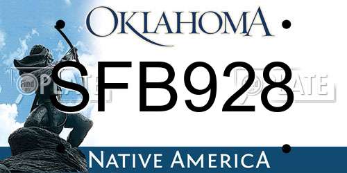 SFB928 Oklahoma License Plate