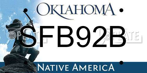 SFB92B Oklahoma License Plate