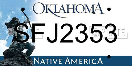 SFJ2353 Oklahoma License Plate