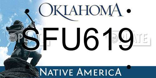 SFU619 Oklahoma License Plate