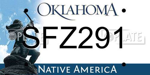 SFZ291 Oklahoma License Plate