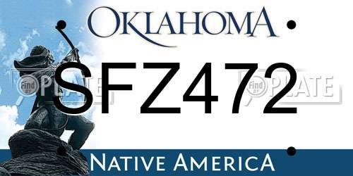 SFZ472 Oklahoma License Plate