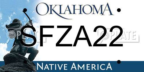 SFZA22 Oklahoma License Plate