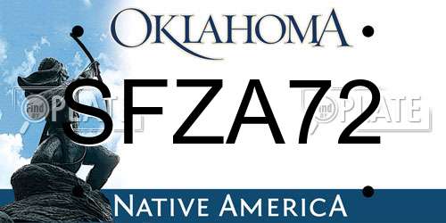 SFZA72 Oklahoma License Plate