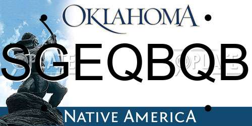 SGEQBQB Oklahoma License Plate