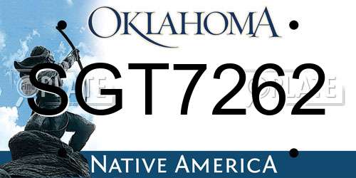 SGT7262 Oklahoma License Plate