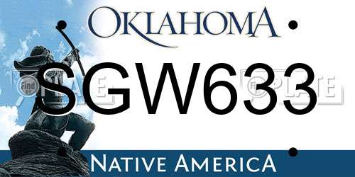 SGW633 Oklahoma License Plate