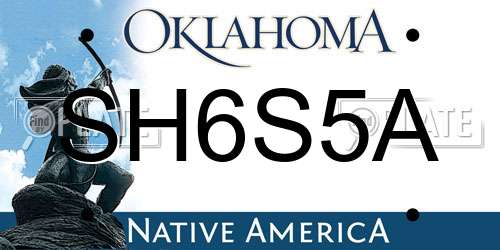 SH6S5A Oklahoma License Plate