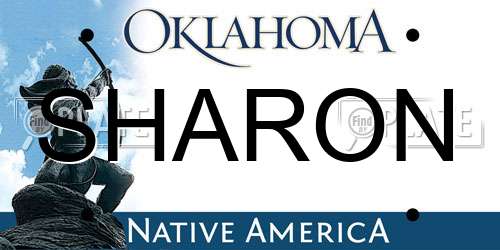 SHARON Oklahoma License Plate
