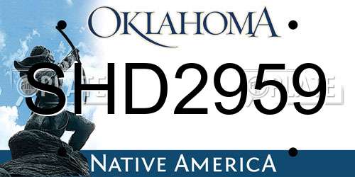 SHD2959 Oklahoma License Plate