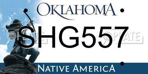 SHG557 Oklahoma License Plate