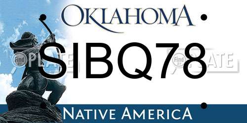 SIBQ78 Oklahoma License Plate